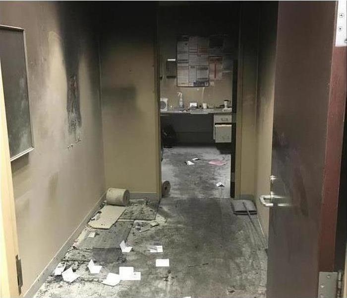 fire damage inside a commercial building